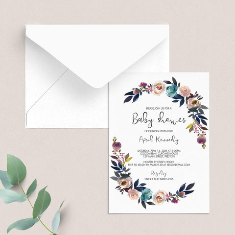 Boho chic baby shower invitation set templates | Instant download ...