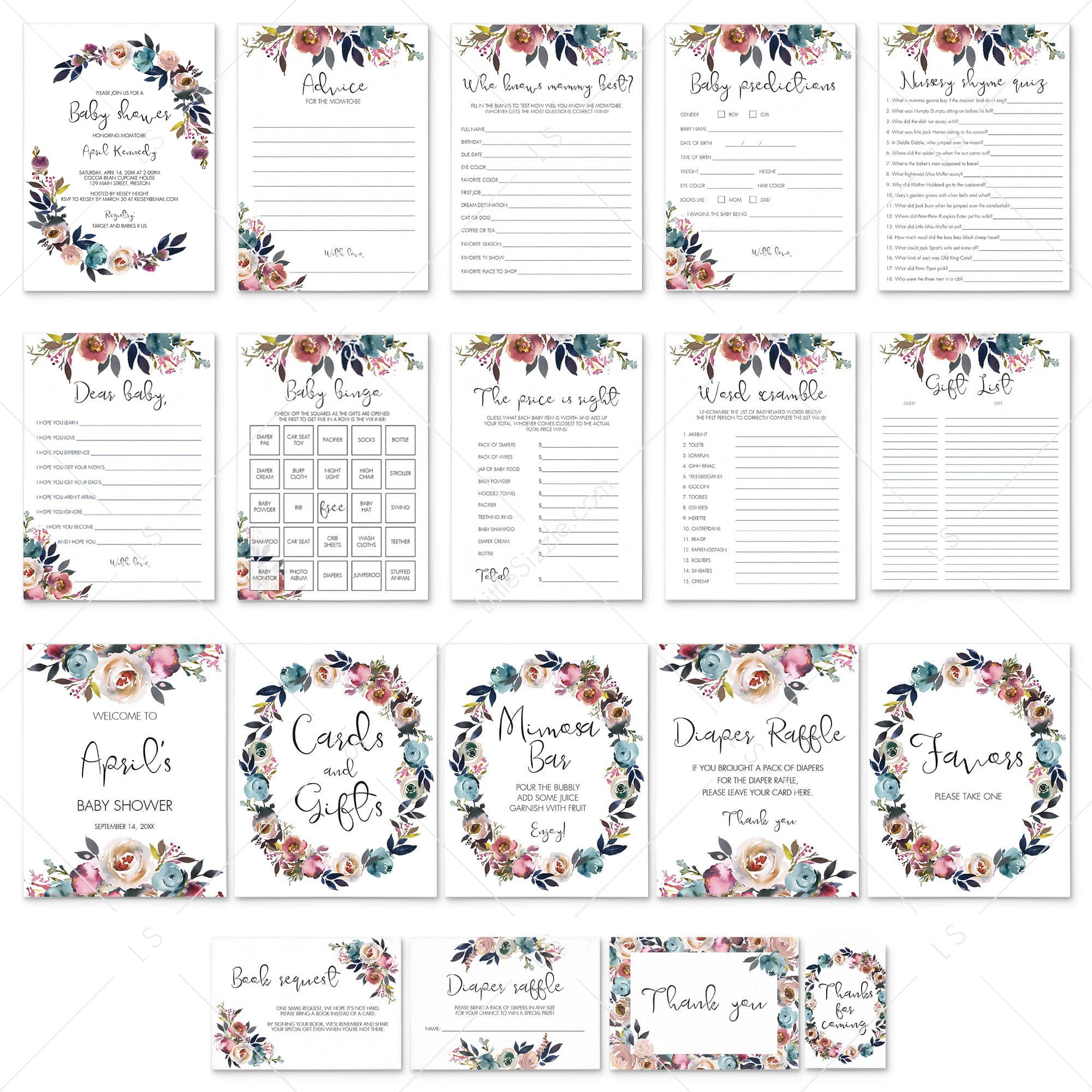 Bohemian Baby Shower Party Bundle Instant Download by LittleSizzle