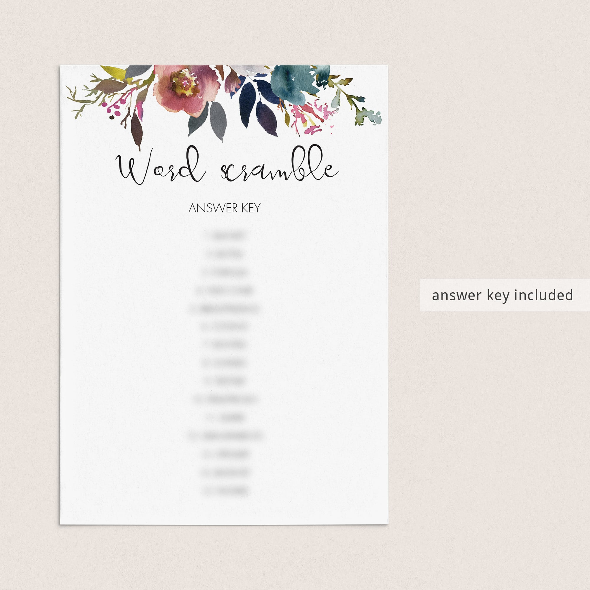 Watercolor flower baby party games printable by LittleSizzle