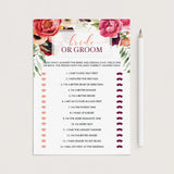Watercolor roses bride or groom game download by LittleSizzle