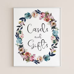Pink flower wreath cards and gifts sign printable by LittleSizzle