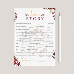 Bridal shower fill in the blanks game template autumn theme by LittleSizzle