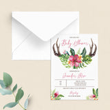 Flower antler baby shower invitation template for girl by LittleSizzle