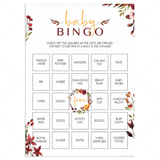 Bohemian baby bingo cards blank and prefilled by LittleSizzle