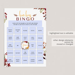 Boho floral baby bingo game cards by LittleSizzle
