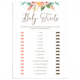 Floral Baby Shower Game Guess Baby Features by LittleSizzle