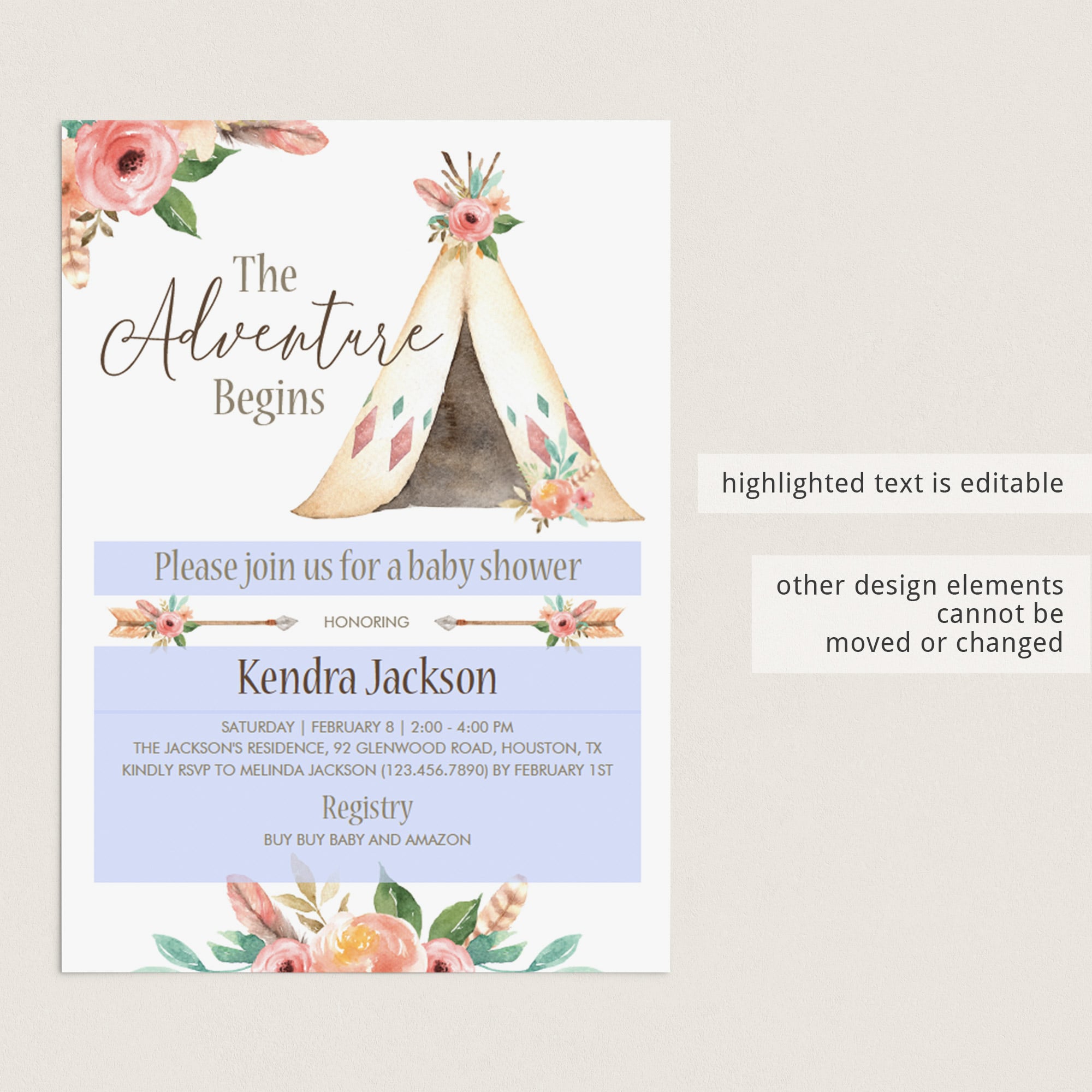 DIY tribal baby shower invitations by LittleSizzle