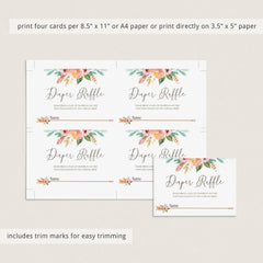 Tribal Diaper Raffle Ticket for Baby Girl Shower