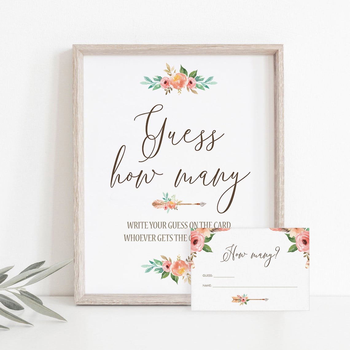 Guess How Many Game Printable Floral Theme by LittleSizzle