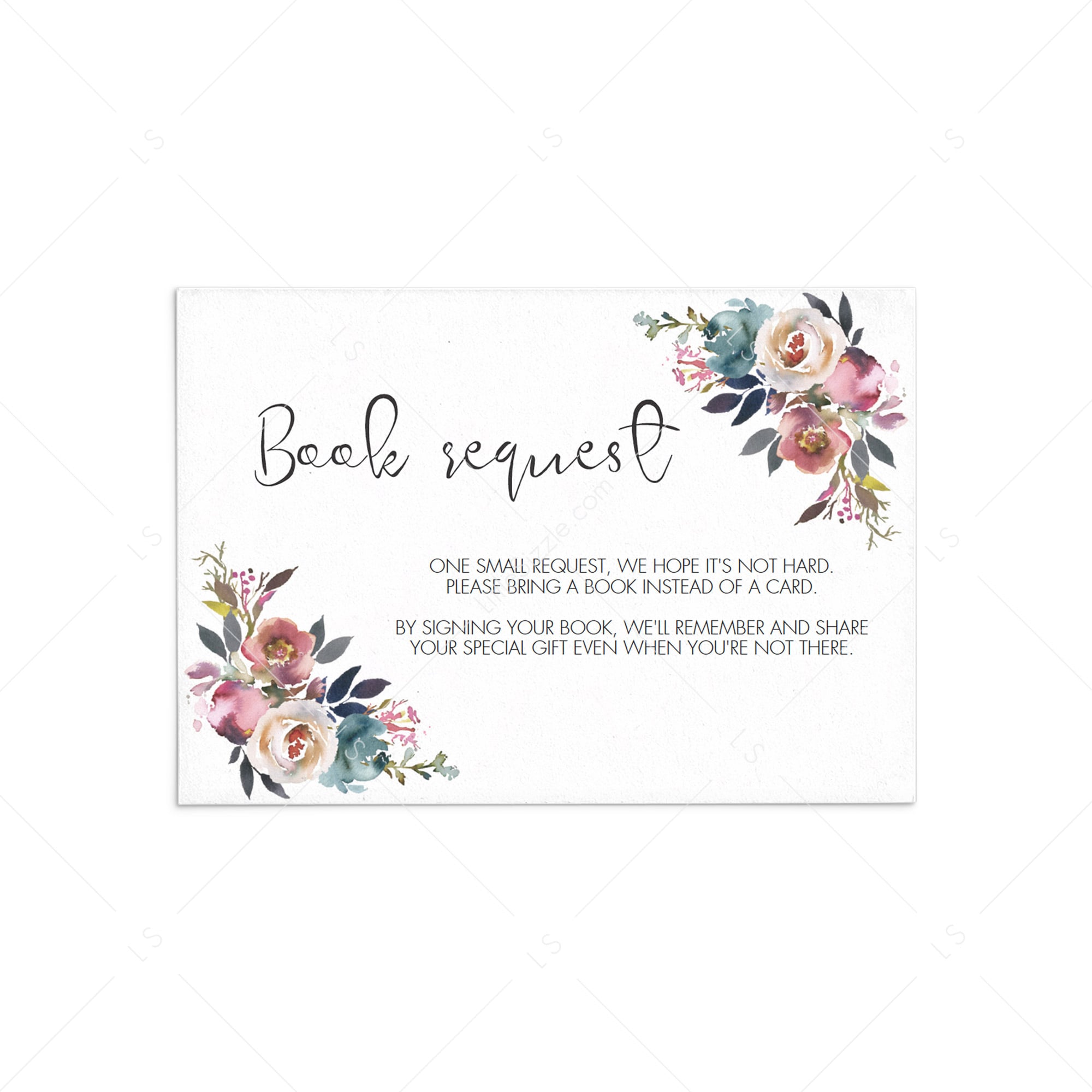 Boho flowers book request card for baby shower by LittleSizzle
