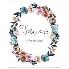 Floral wreath party favors sign printable by LittleSizzle