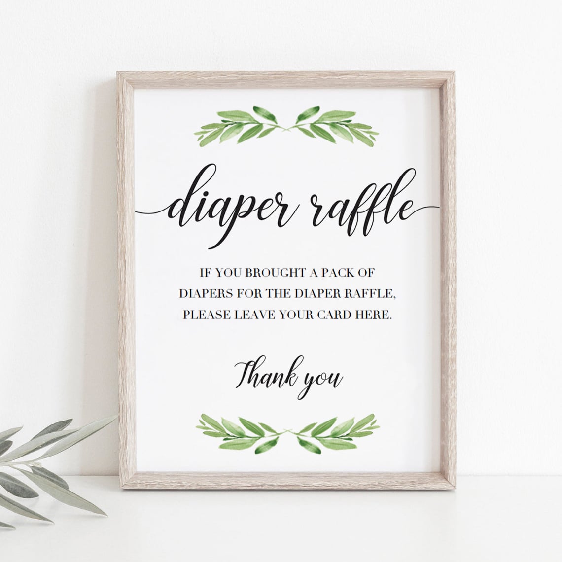 Printable baby shower diaper raffle sign for gender neutral baby shower by LittleSizzle