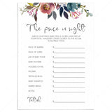 Vintage flowers baby shower game printable price is right by LittleSizzle