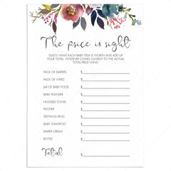 Vintage flowers baby shower game printable price is right by LittleSizzle