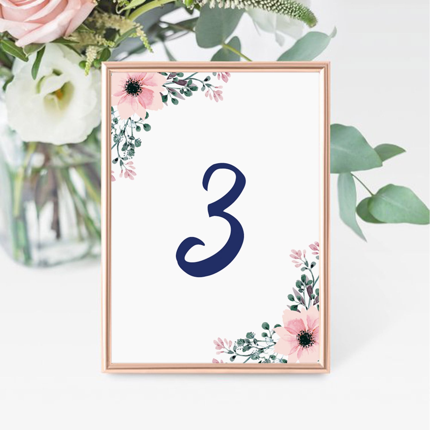 Floral Table Number Templates Instant Download