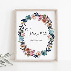 Printable boho party Favors sign with floral wreath | Printable floral ...