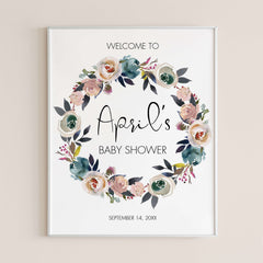 Printable Floral Wreath Welcome Sign for Boho Party