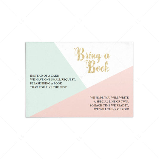 Geometric Bring a Book request card template by LittleSizzle