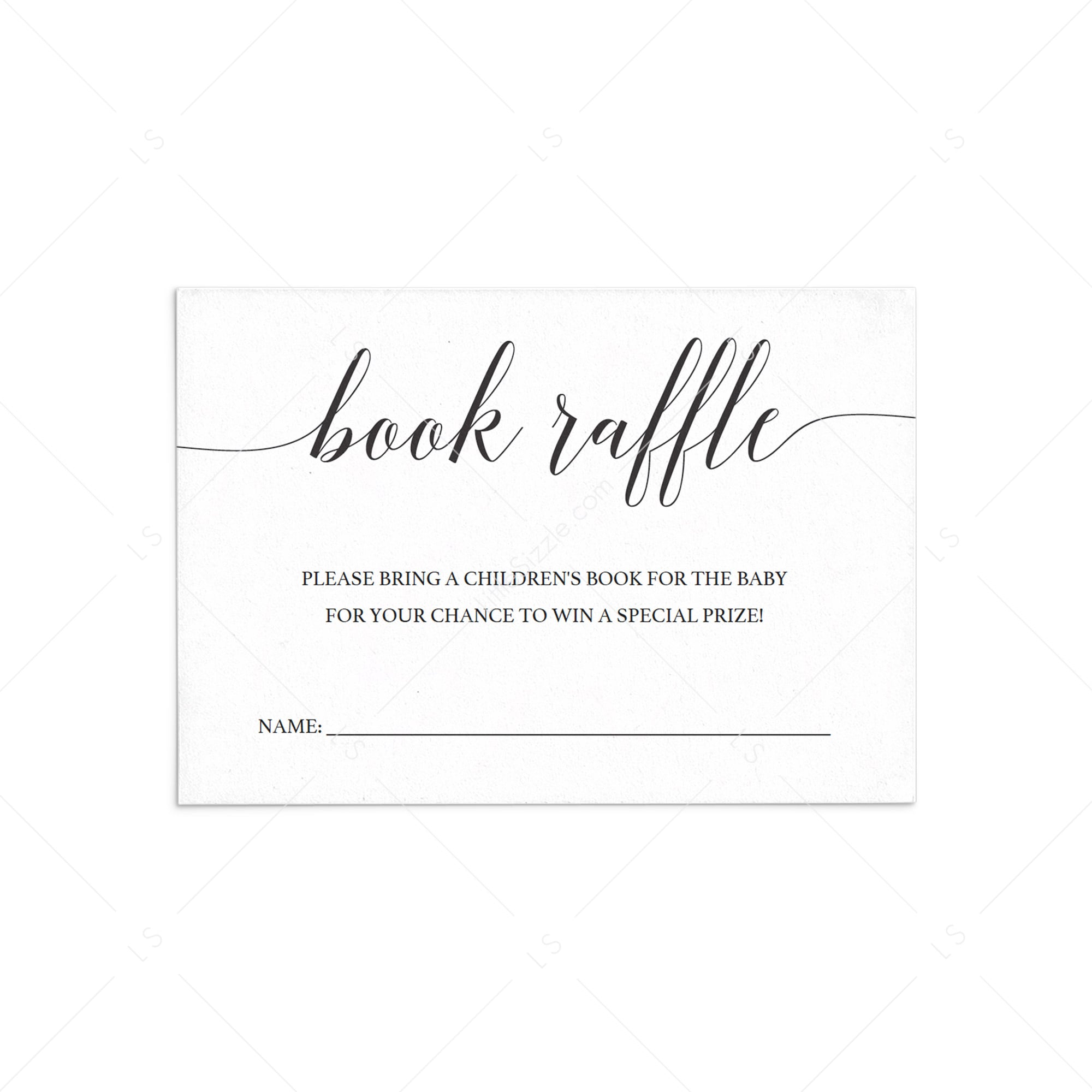 Minimal Book Raffle Ticket for Baby Shower by LittleSizzle