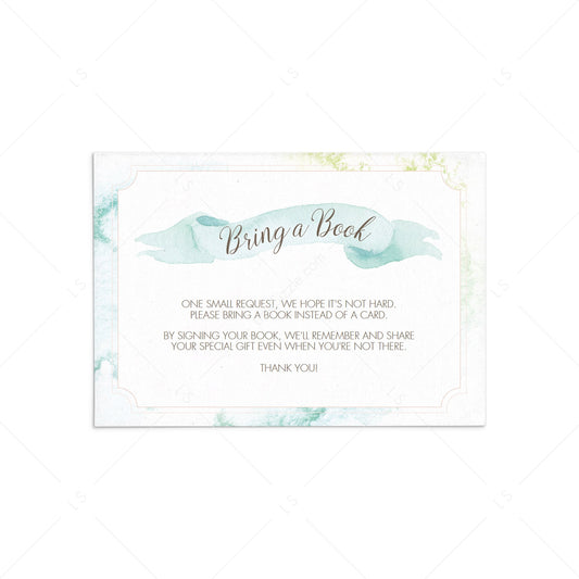 Light blue babyshower book request card printable by LittleSizzle