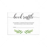 Baby shower book raffle tickets greenery template by LittleSizzle
