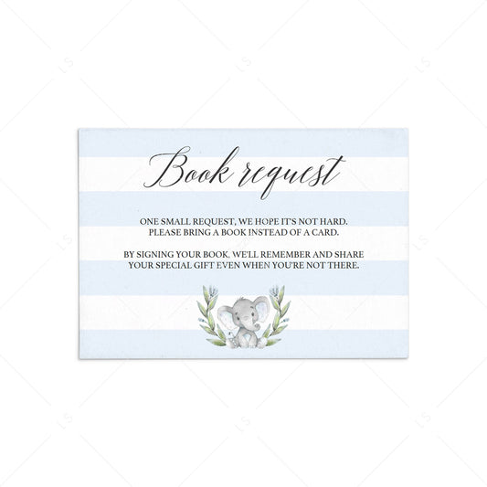 Elephant baby shower book request card printable by LittleSizzle