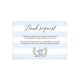 Elephant baby shower book request card printable by LittleSizzle