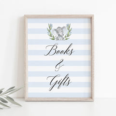 Baby Elephant baby shower books and gifts sign by LittleSizzle