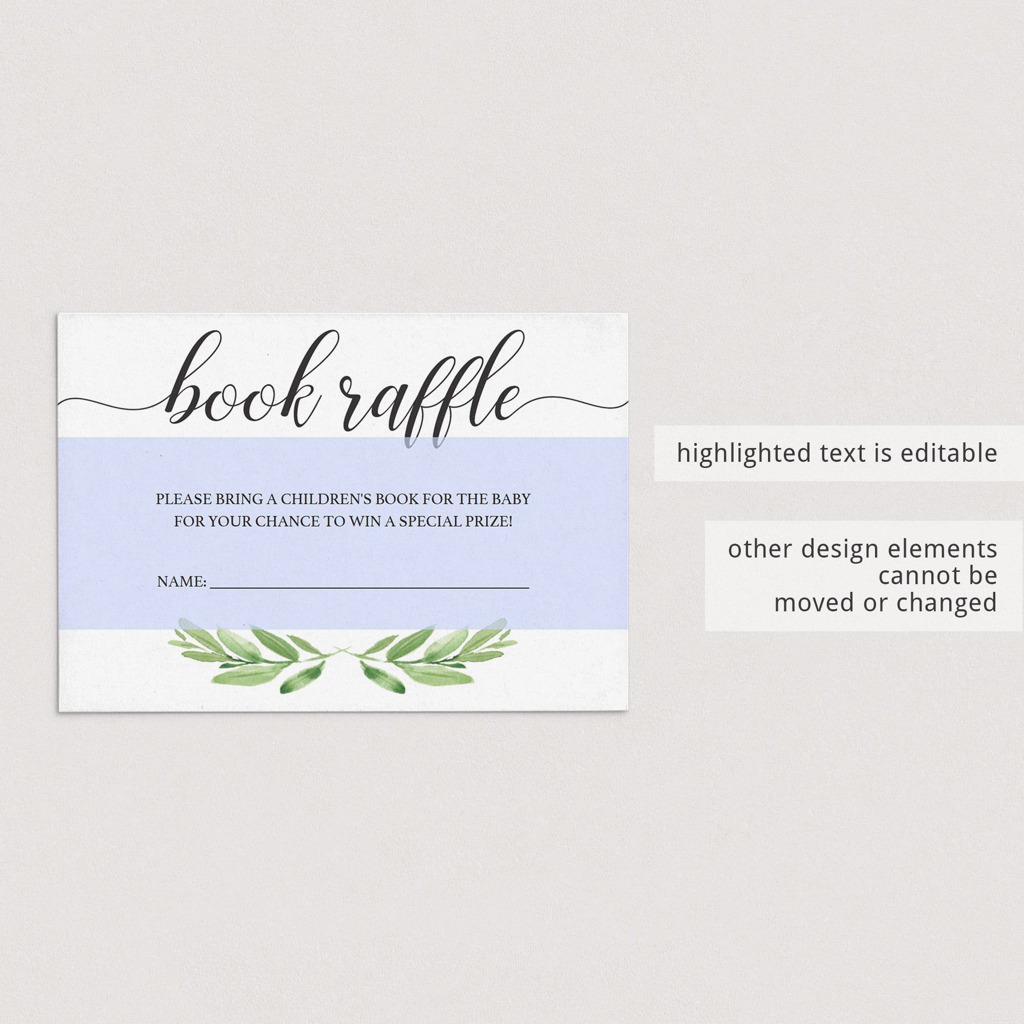 Printable book raffle cards baby shower by LittleSizzle