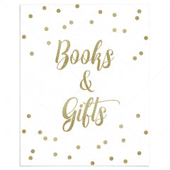 Gold baby shower Books & Gifts table sign printable by LittleSizzle