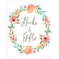 Printable Book Table Sign for Floral Baby Shower by LittleSizzle