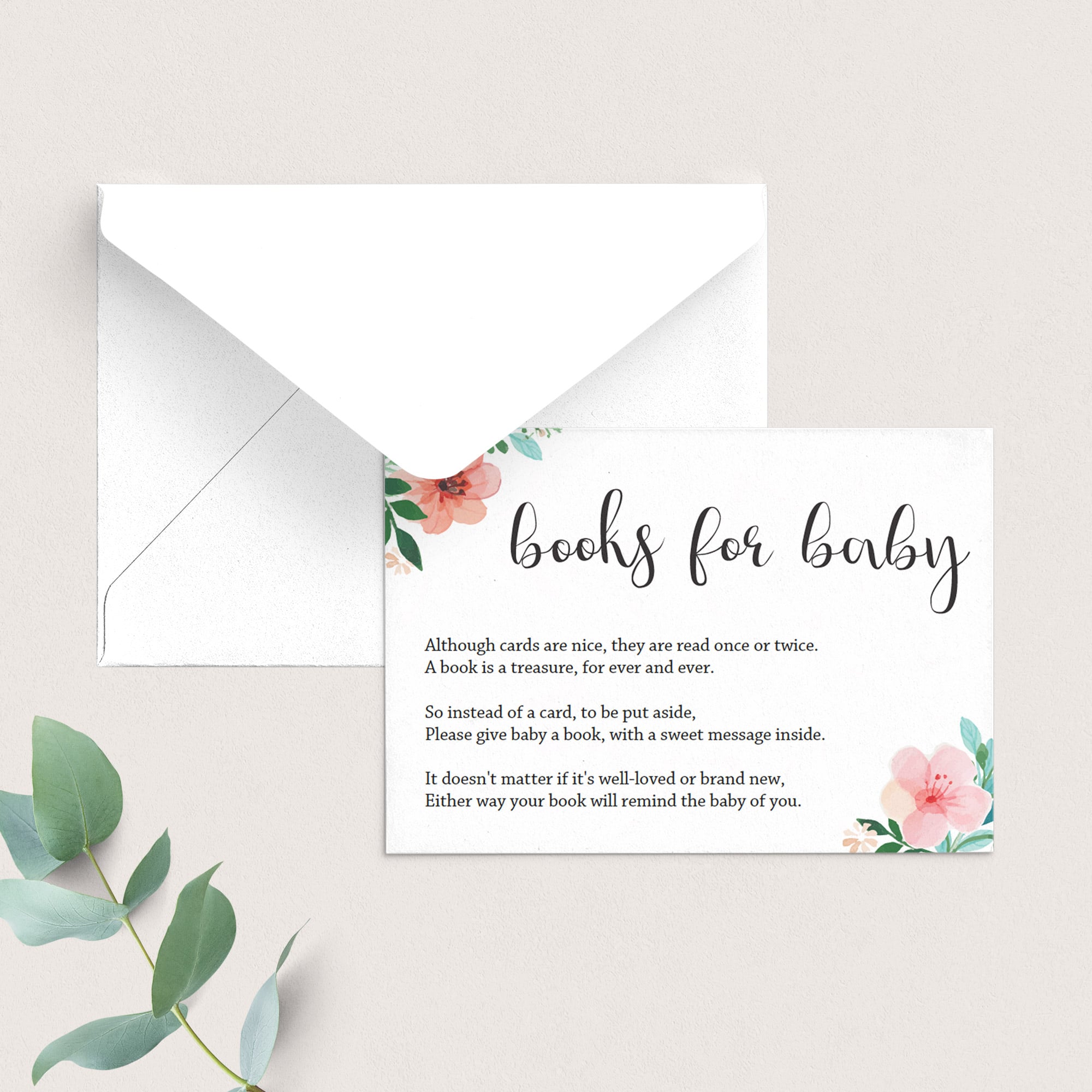 Floral Bring a Book request card template by LittleSizzle