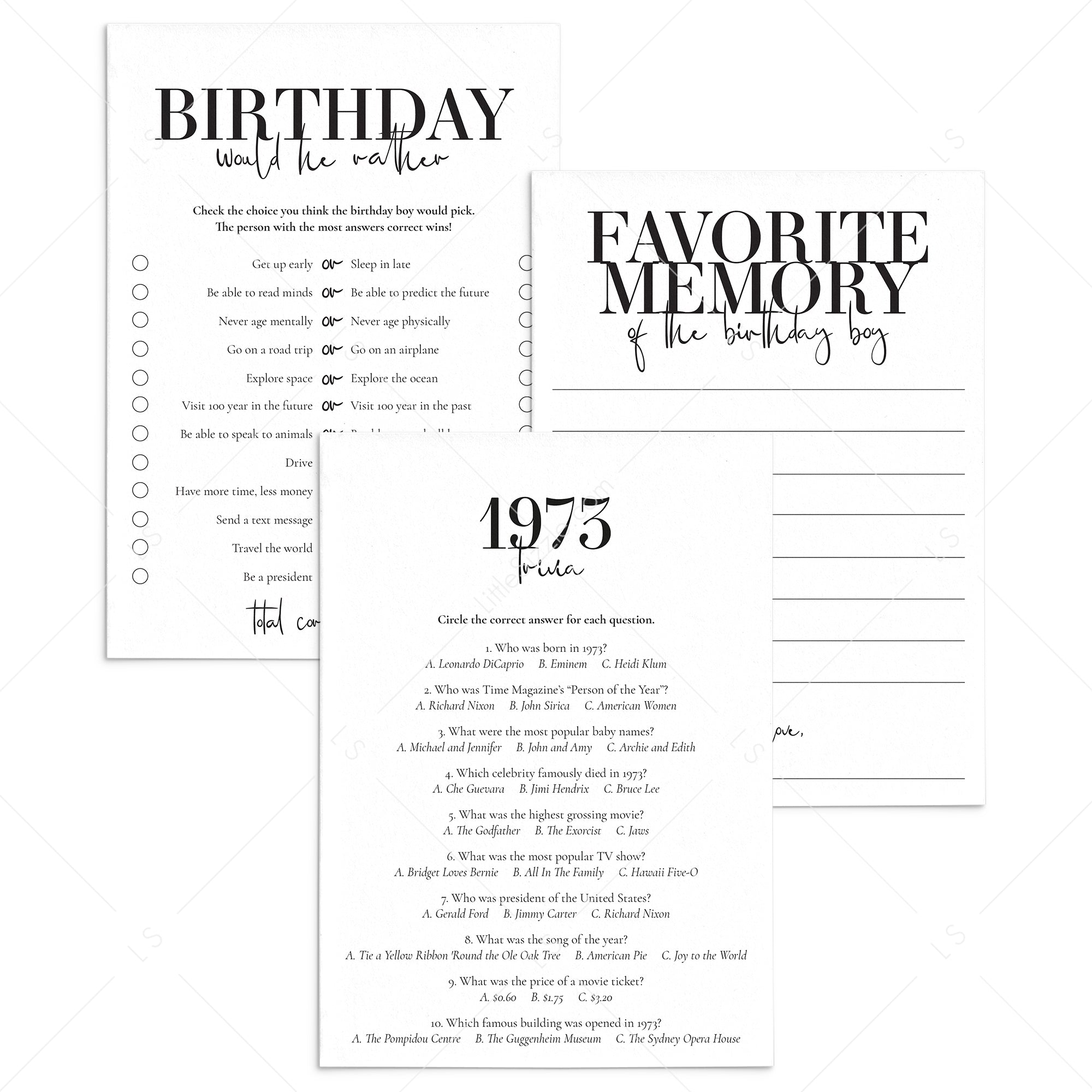 52nd Birthday Games For Him Born in 1973 by LittleSizzle