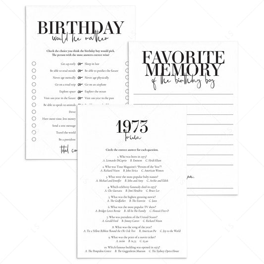 52nd Birthday Games For Him Born in 1973 by LittleSizzle