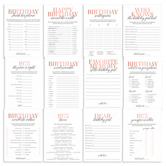 Born In 1973 50th Birthday Party Games Bundle For Women by LittleSizzle