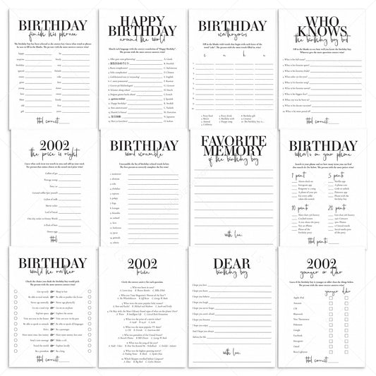 Born in 2002 21st Birthday Party Games Bundle For Guy by LittleSizzle