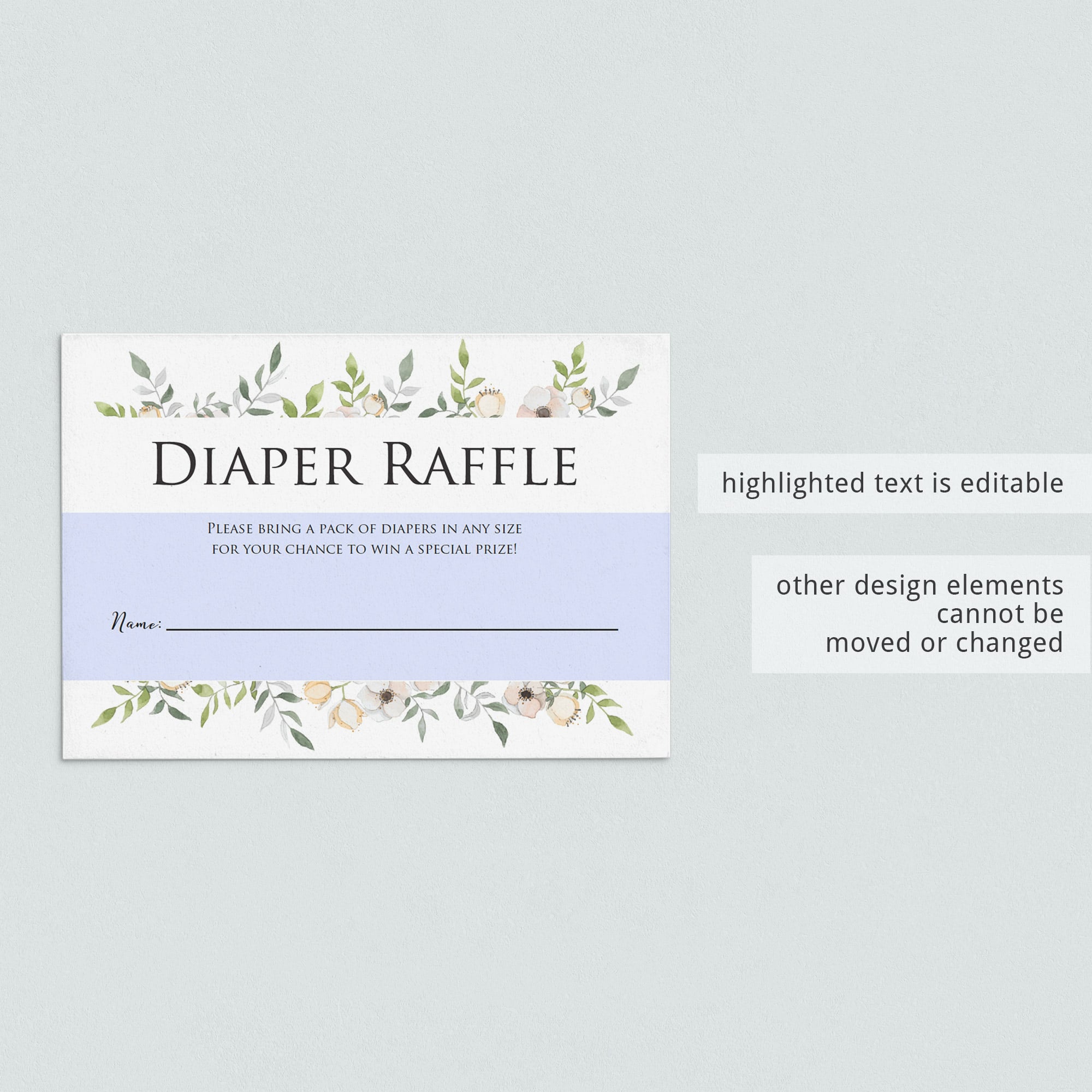 Watercolor floral baby diaper raffle cards by LittleSizzle