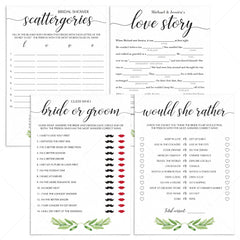 Greenery bridal shower games package by LittleSizzle