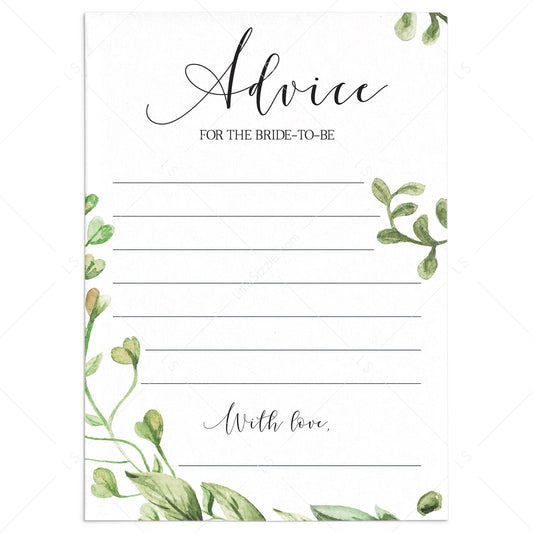 botanical wedding shower advice for the bride to be cards by LittleSizzle