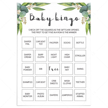 Printable Baby Bingo games, blank cards, prefilled and editable PDF ...