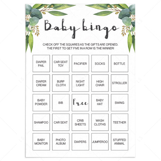 Green leaf baby shower game baby bingo by LittleSizzle