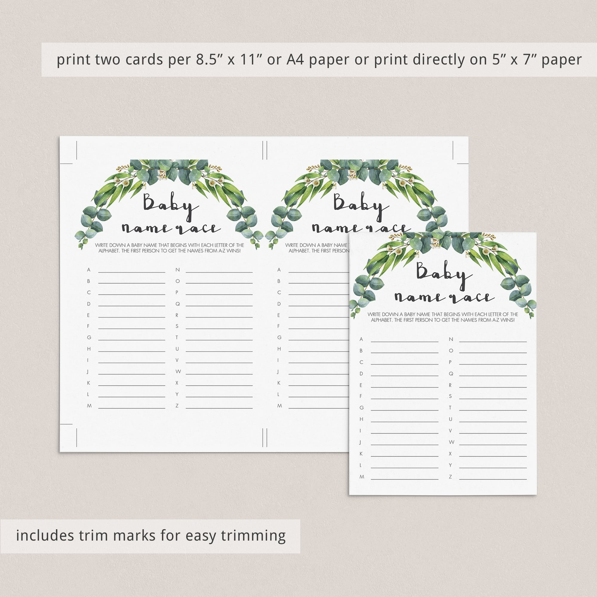 Green eucalyptus leaf baby shower games by LittleSizzle