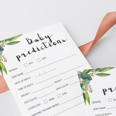 Watercolor green leaf baby shower game statistics by LittleSizzle