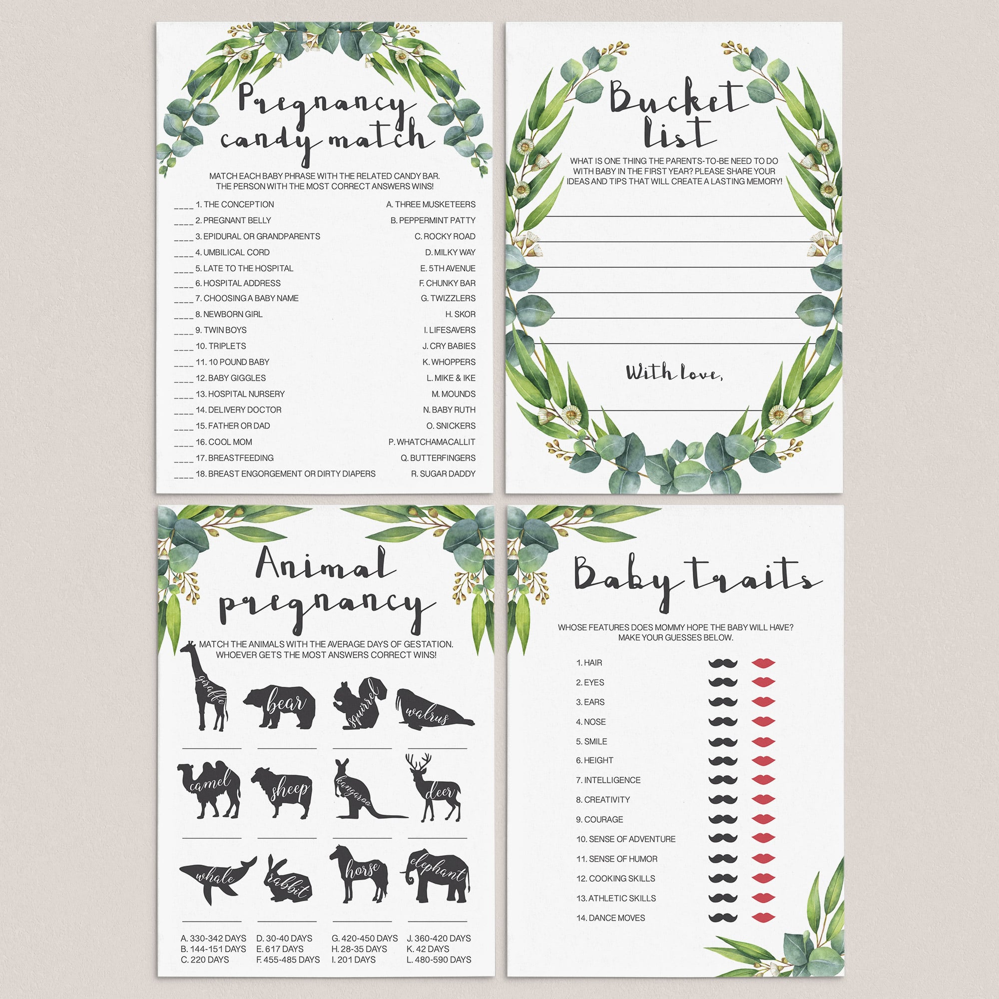 Green Baby Shower Games Bundle Printable by LittleSizzle