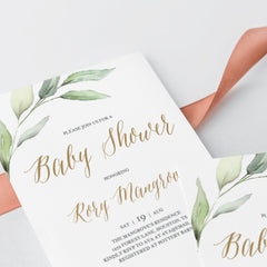 Greenery and gold babyshower invite template by LittleSizzle