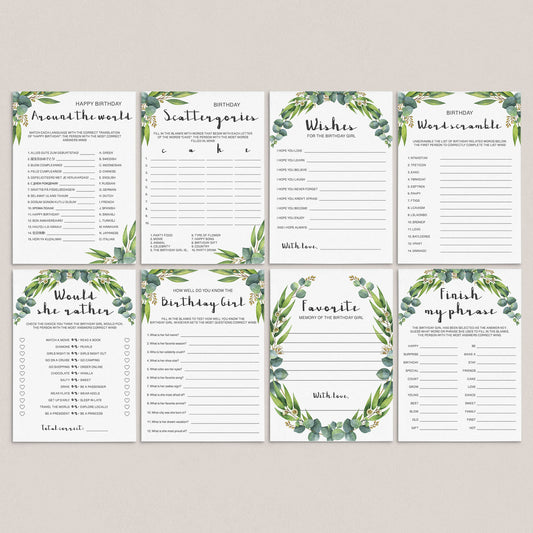 Eucalyptus Party Games Bundle For Women Printable by LittleSizzle