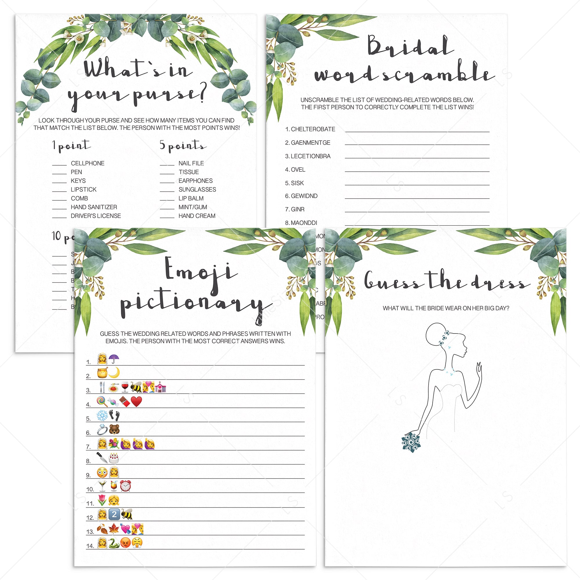 botanical bridal shower games package printables by LittleSizzle