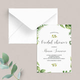 Greenery Bridal Shower Invitation Template Instant Download