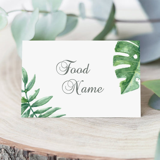 Editable buffet cards with botanical leaves by LittleSizzle