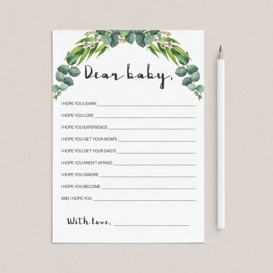 Instant download greenery baby wishes card by LittleSizzle